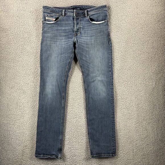Diesel Safado Jeans Mens 33x32 Blue Regular Slim Straight Stretch Button Fly USA - Picture 1 of 8